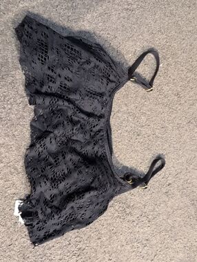 Kenneth Cole Black Lace Swim Cover-Up Top